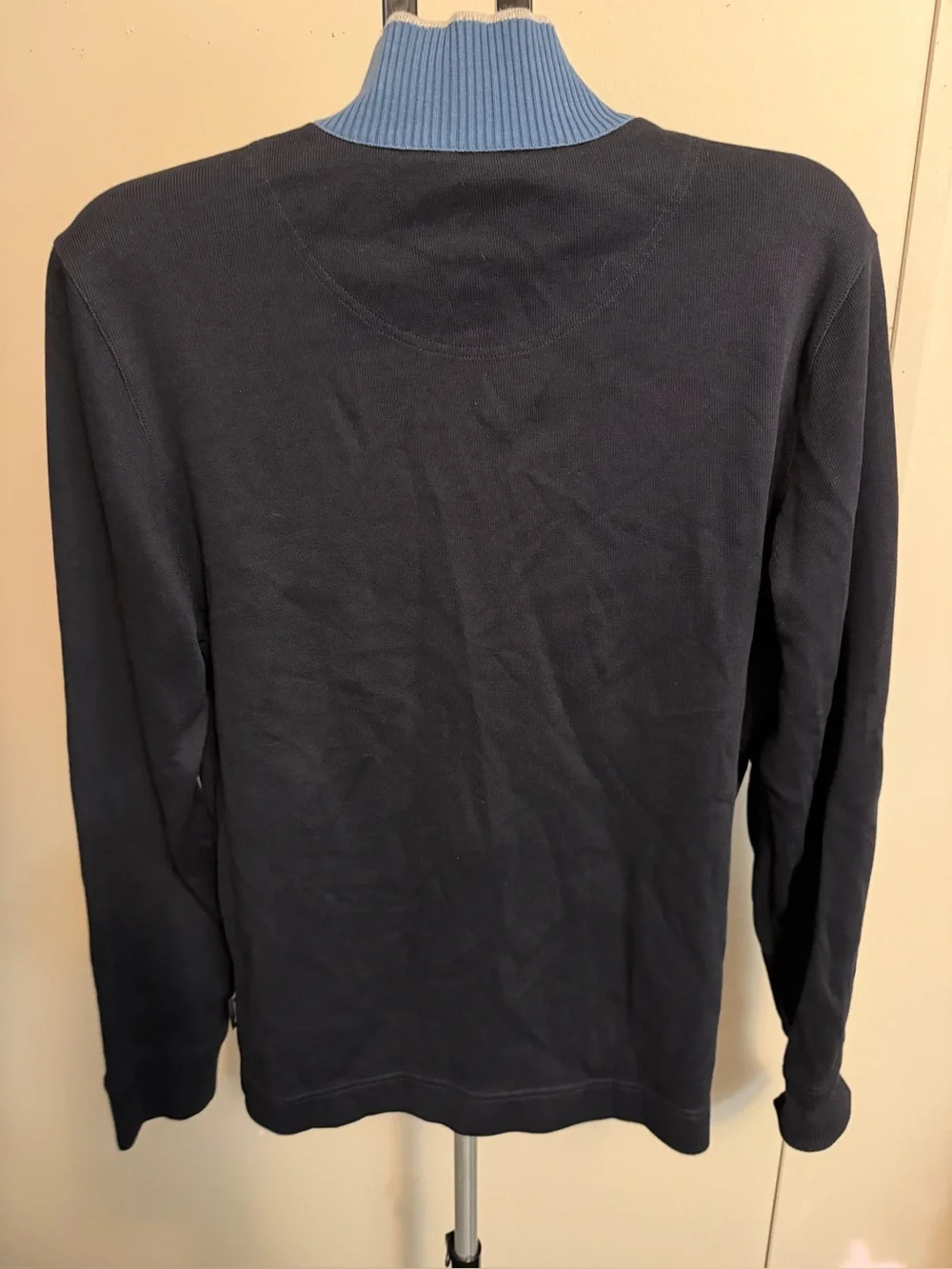 BOSS Hugo Boss Navy Half-Zip Knit Sweater with Contrast Trim size L